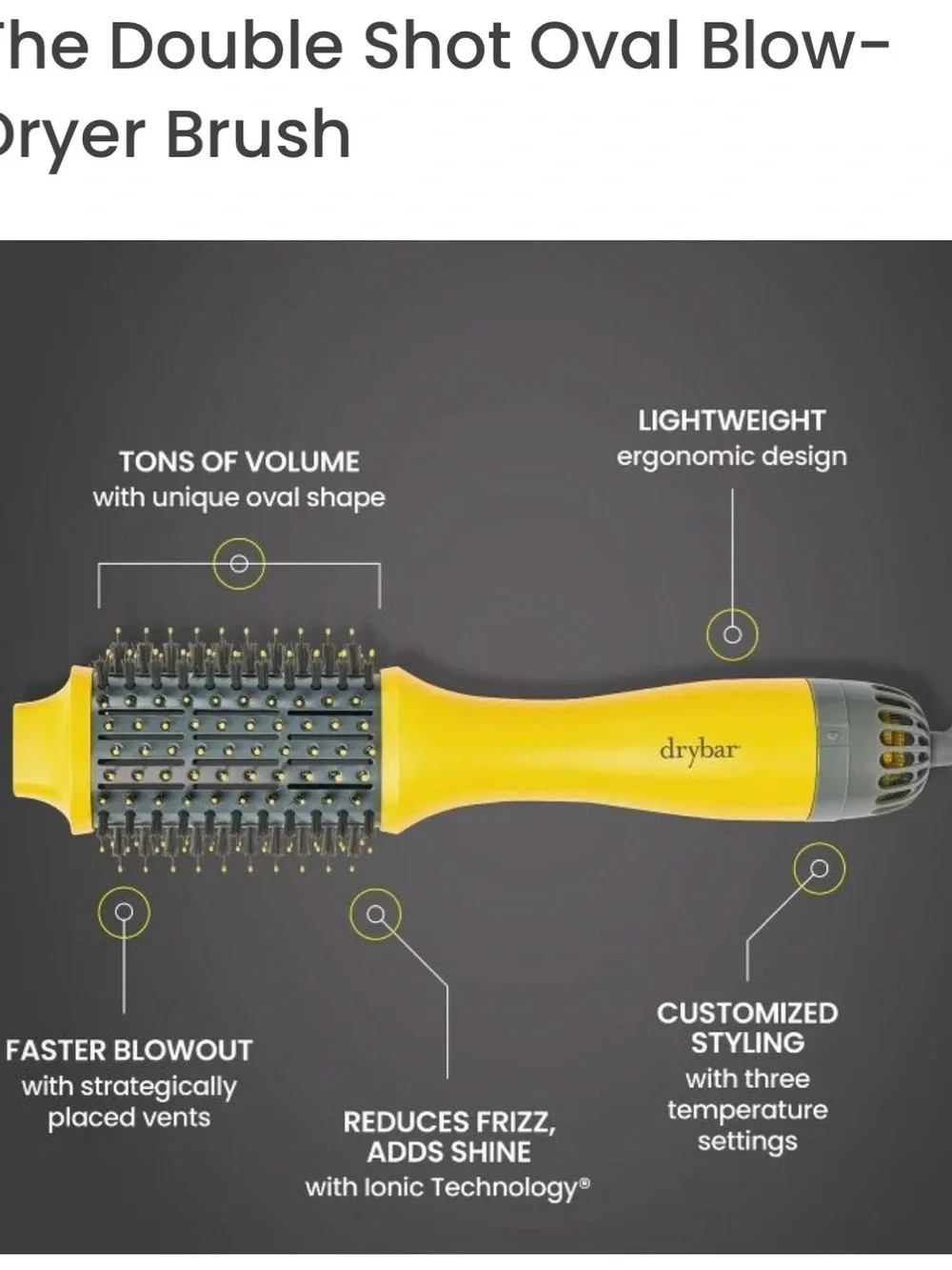 Drybar Double Shot Oval Blow-Dryer Brush in Yellow